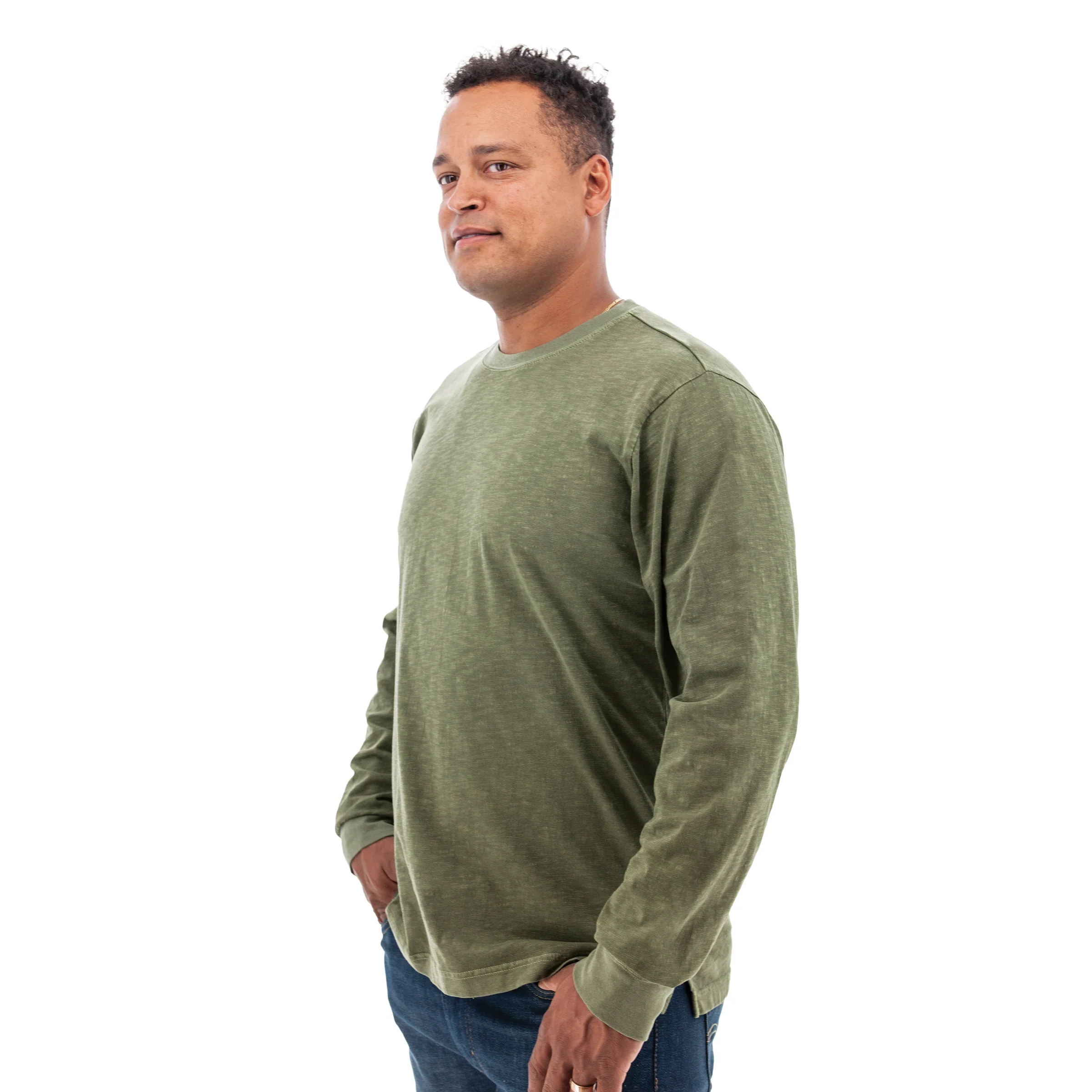 Kayce Organic Long Sleeve Crewneck T-Shirt - D17964 - Image 3