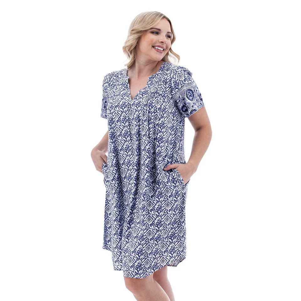 Portofino Split Neck Swing Dress - P86926YW - Image 3