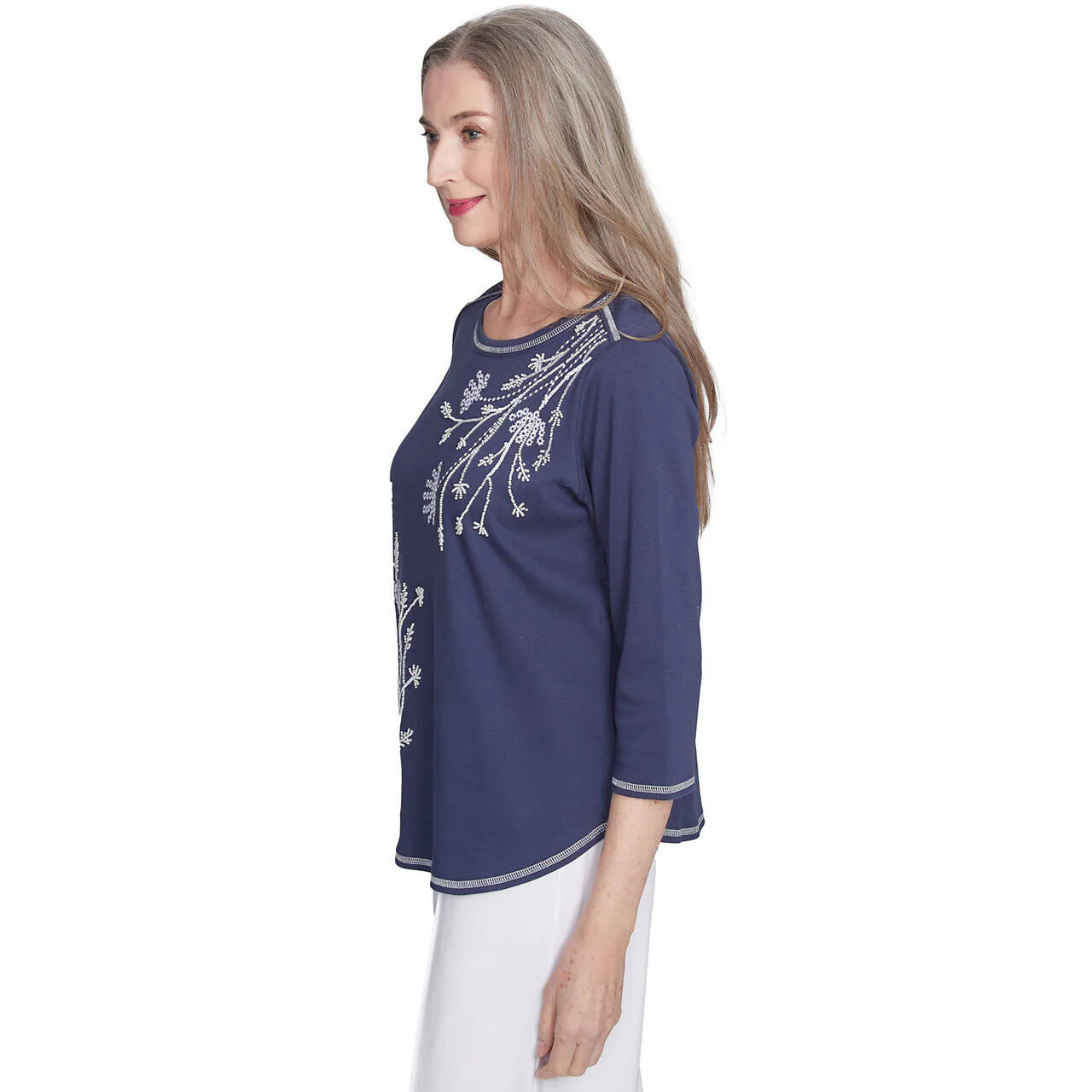 Women's Asymmetric Floral Embroidered Top - 89455 - Image 4