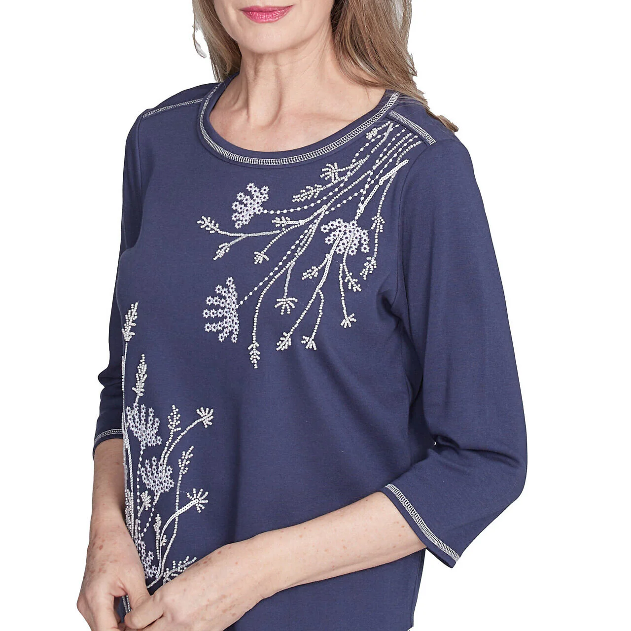 Women's Asymmetric Floral Embroidered Top - 89455 - Image 5
