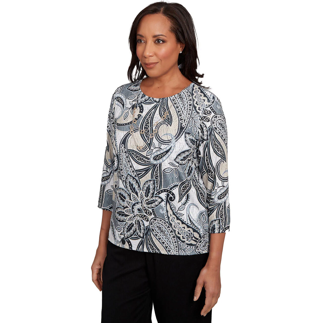 Women's Reversible Paisley Top With Necklace - 11150 - Image 3