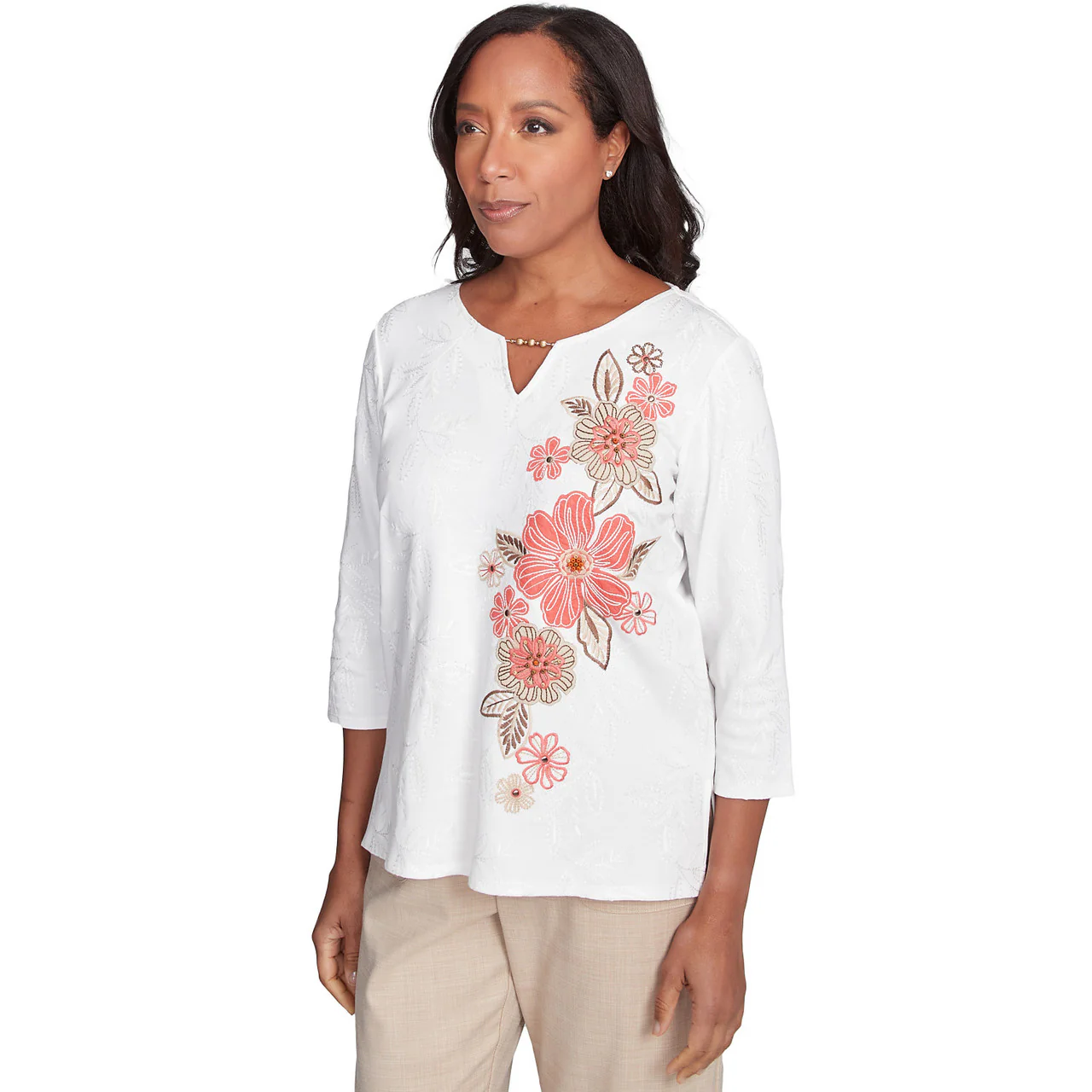 Women's Romantic Embroidered Floral Top - 88454 - Image 4