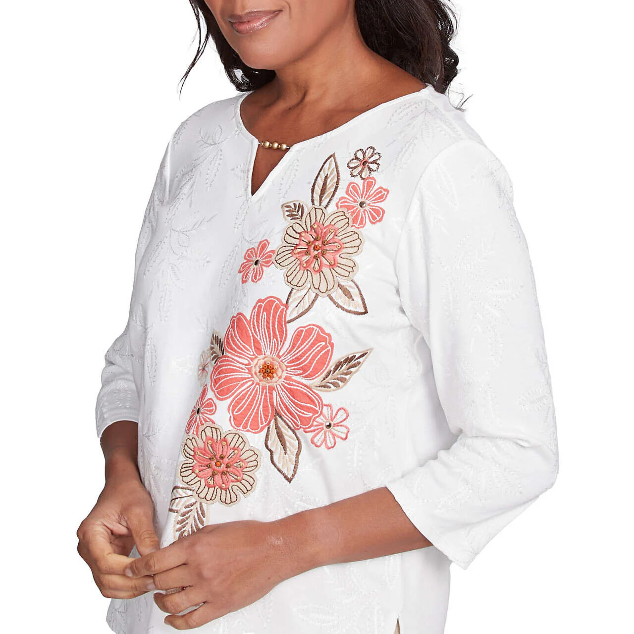 Women's Romantic Embroidered Floral Top - 88454 - Image 6