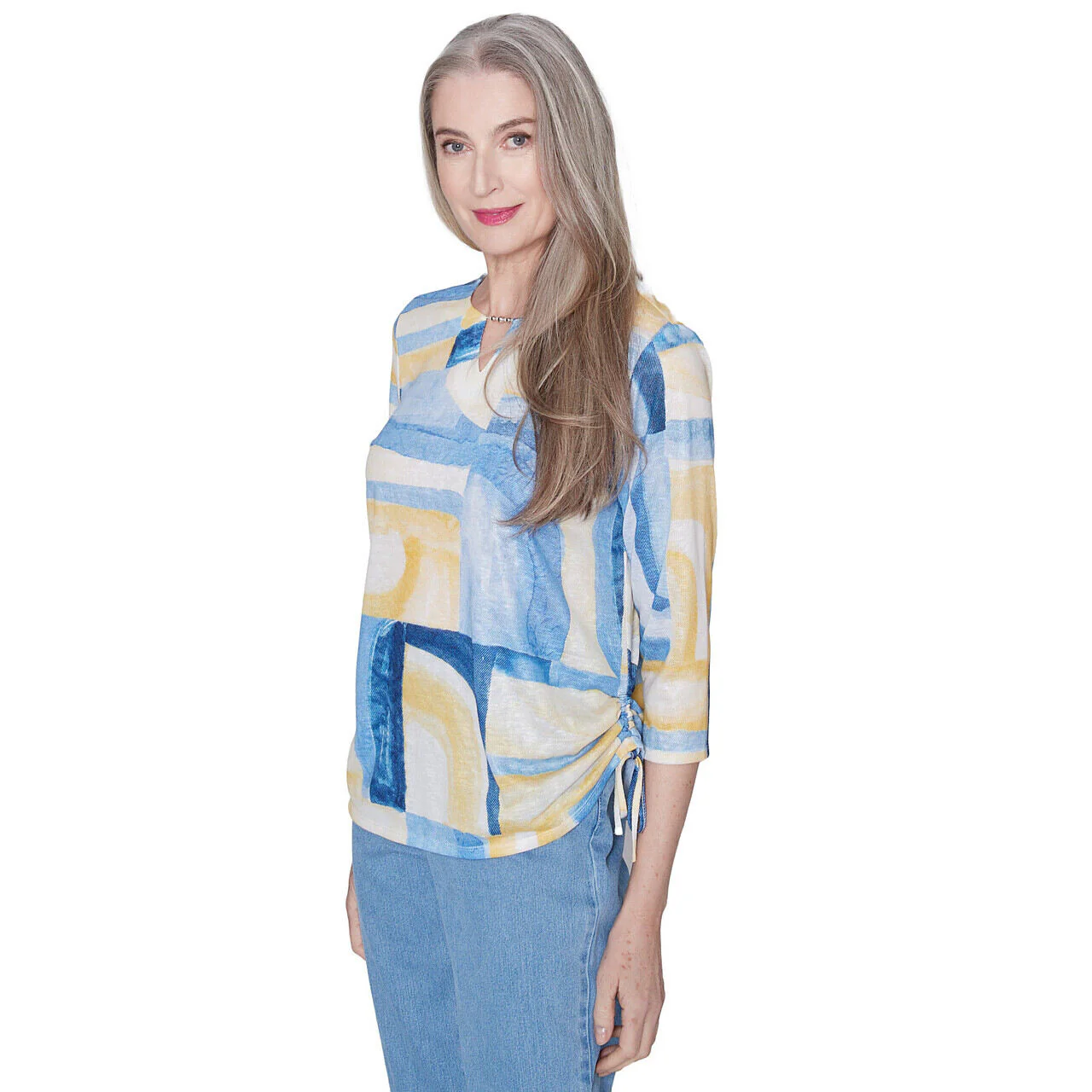 Women's Watercolor Patchwork Geometric Top - 91456 - Image 3