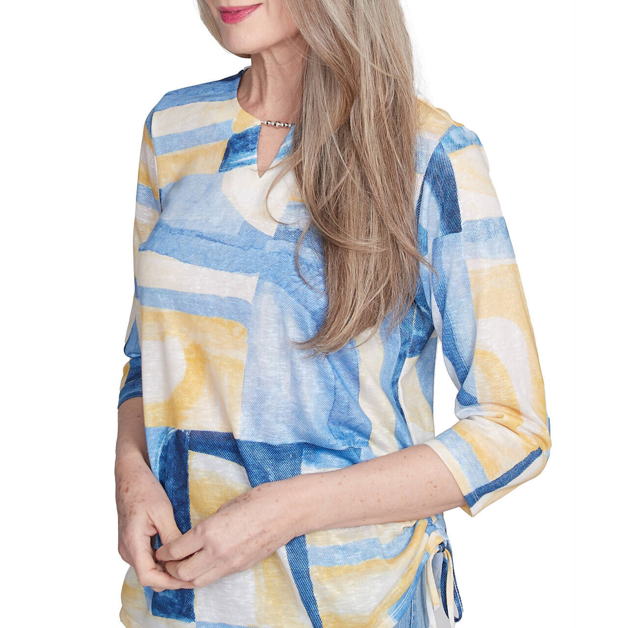 Women's Watercolor Patchwork Geometric Top - 91456 - Image 5